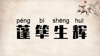 huī]繁体[蓬篳生輝]年代[当代成语]近义词[蓬筚增辉[蓬闾生辉[蓬荜